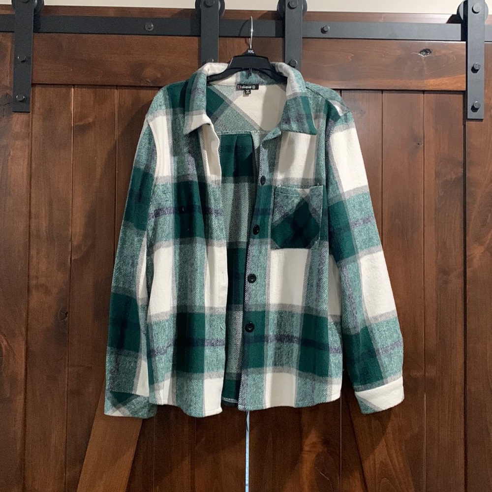 Green plaid shacket
